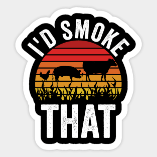 Funny Grilling Dad BBQ Season Id Smoke That Sticker